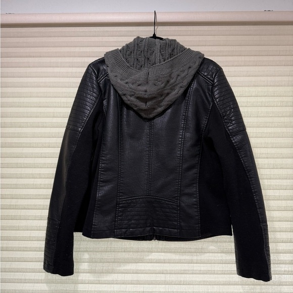 Black Vegan Jacket with Gray Hood - Picture 2 of 4